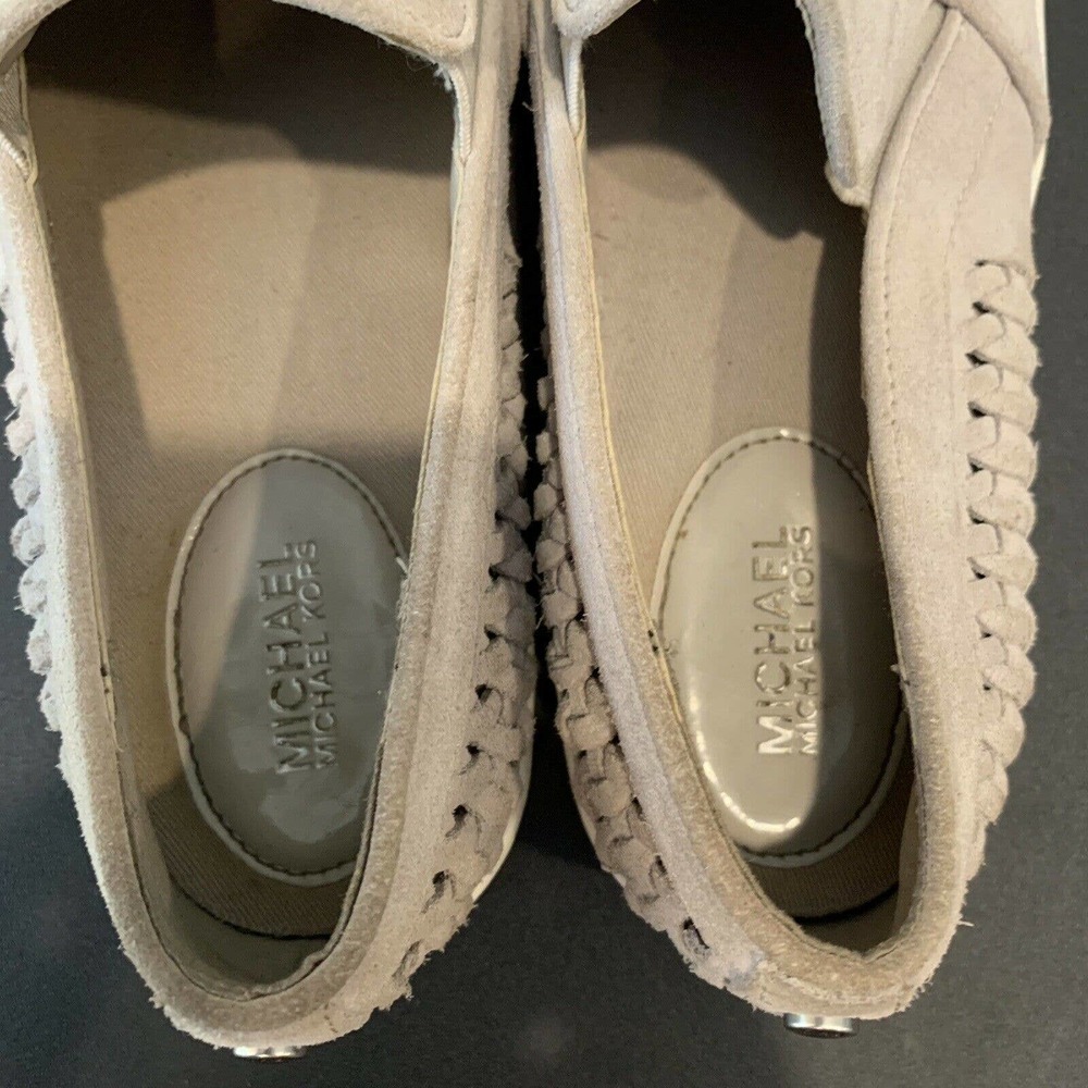 Michael Kors Gray Suede Slip On Shoes Casual Loafers Braided Womens Size 7M EUC - Picture 6 of 9